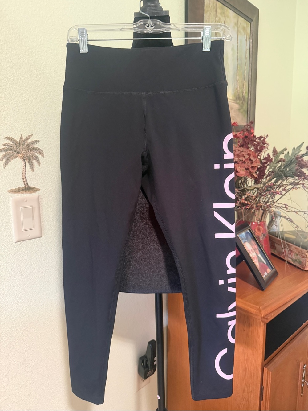 Calvin Klein Black Leggings with Pink Side Logo